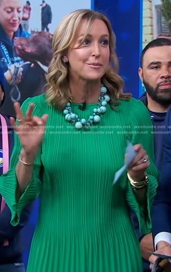 Lara’s green ribbed mini dress on Good Morning America