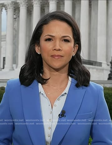 Laura’s blue ribbed top and blazer on Today