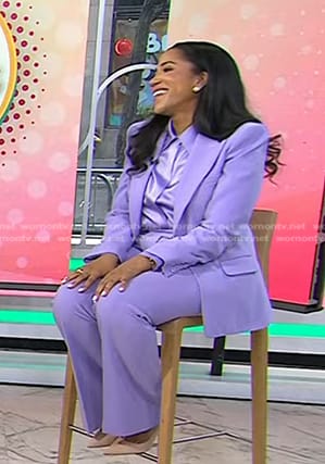 Lauren W. Wilson’s lavender satin shirt and suit on Today