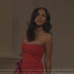 Layla’s red asymmetric strapless mini dress on All American