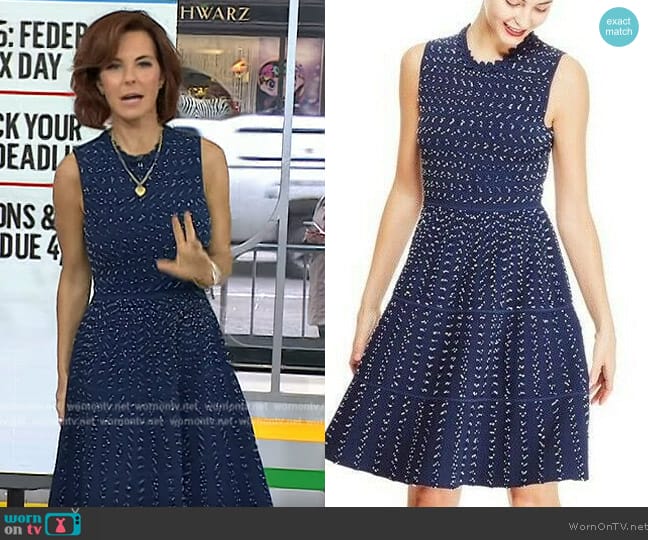 Lela Rose Speckled Tweed Flare Hem Knit Dress worn by Stephanie Ruhle on Today