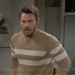 Liam’s camel striped sweater on The Bold and the Beautiful