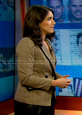 Liz Kreutz’s brown check print blazer on NBC News Daily