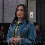 Lois’s blue and gold denim jacket and studded bag on General Hospital