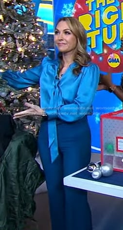 Lori's blue tie neck blouse on Good Morning America