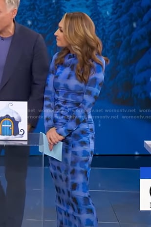 Lori's blue plaid ruched dress on Good Morning America