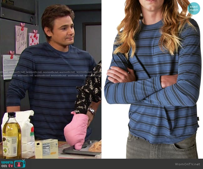 Lucky Brand Venice Stripe Long Sleeve T-Shirt worn by Johnny DiMera (Carson Boatman) on Days of our Lives