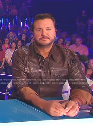 Luke Bryan's brown leather western shirt on American Idol