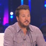 Luke Bryan’s grey suede shirt on American Idol