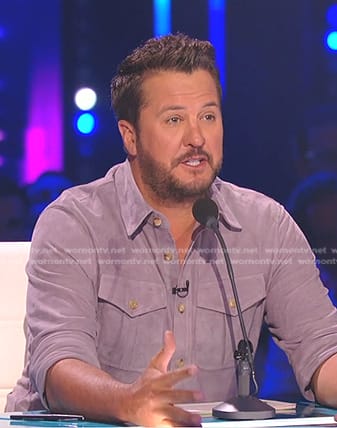 Luke Bryan's grey suede shirt on American Idol