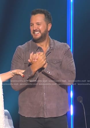 Luke Bryan's grey western shirt on American Idol