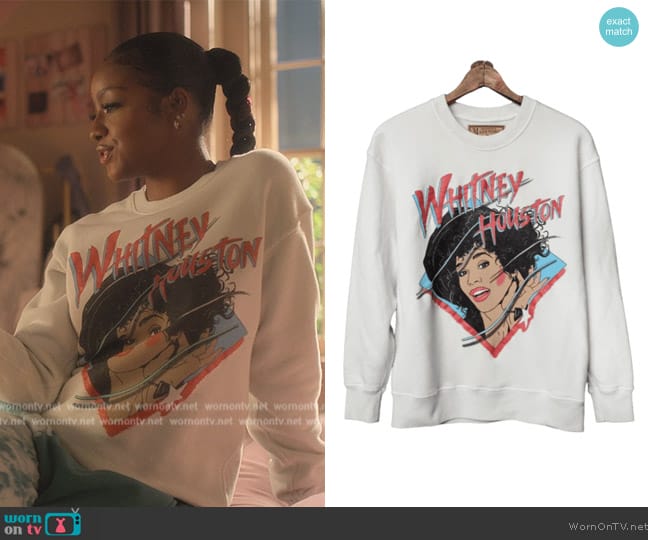 Madeworn Whitney Houston Sweatshirt worn by Annika (Justine Skye) on Grown-ish