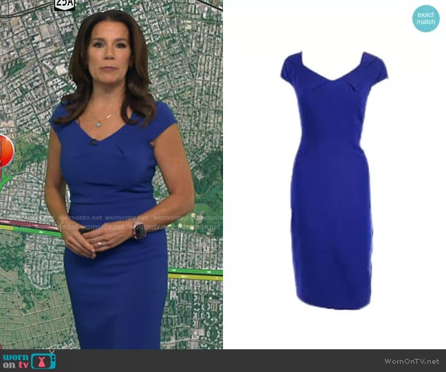 Maggy London V Neck Pencil Dress worn by Heather O’Rourke on Good Morning America