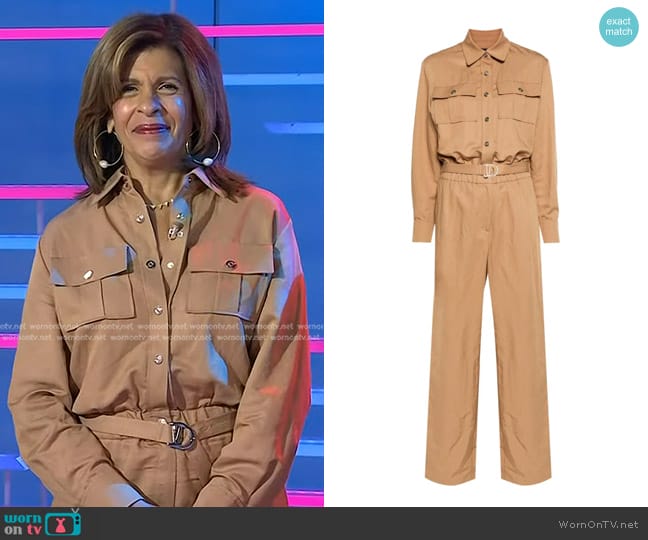 Maje Long-Sleeve Belted Jumpsuit worn by Hoda Kotb on Today