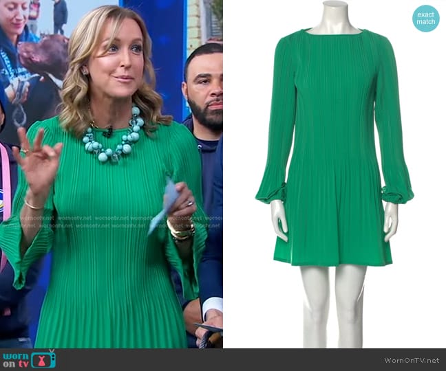 Maje Bateau Neckline Mini Dress worn by Lara Spencer on Good Morning America