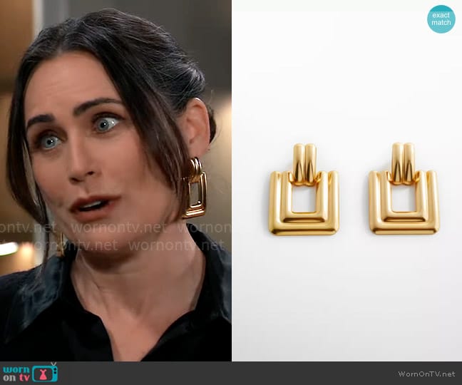 Mango Square Earrings worn by Lois Cerullo (Rena Sofer) on General Hospital