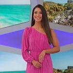 Manuela’s pink one-shoulder midi dress on The Price is Right