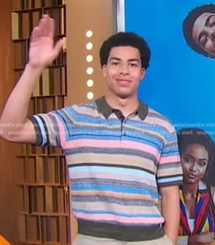 Marcus Scribner's striped polo shirt on Good Morning America