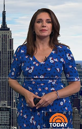 Maria’s blue floral v-neck dress on Today