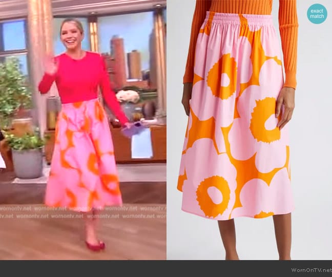 Marimekko Garrel Print Poplin Skirt worn by Sara Haines on The View