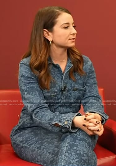 Maura Barrett’s floral print denim jumpsuit on NBC News Daily