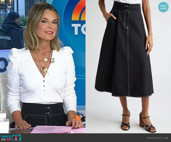 Max Mara Cotton & Linen Canvas Midi Skirt worn by Savannah Guthrie on Today