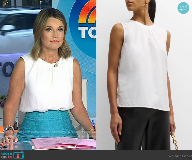 Max Mara Ofelia Bow-Back Cotton Tank Top worn by Savannah Guthrie on Today