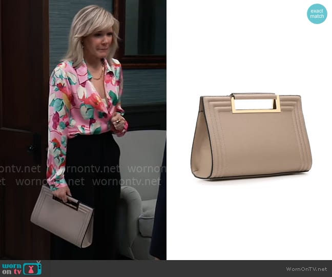 Melie Bianco Top Handle Clutch worn by Ava Jerome (Maura West) on General Hospital