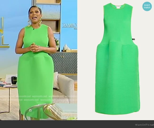 Melitta Baumeister Ripple Pleat Sleeveless Midi Dress worn by Tamron Hall on Tamron Hall Show