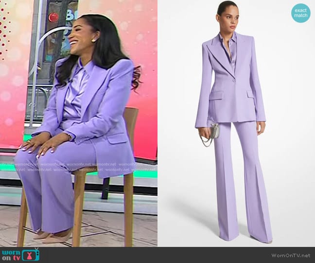 Michael Kors Hansen Charmeuse Shirt, Georgina Blazer and Haylee Pants worn by Lauren W. Wilson on Today