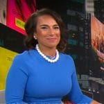 Michelle Miller’s blue flared hem dress on CBS Mornings