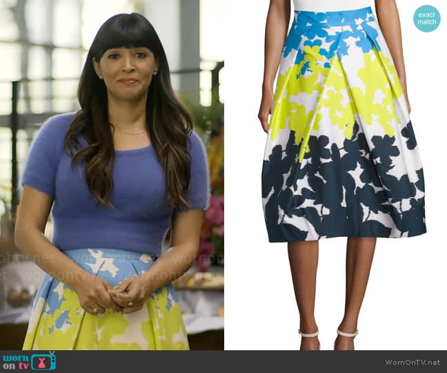 Milly Clarisa Skirt worn by Sam (Hannah Simone) on Not Dead Yet