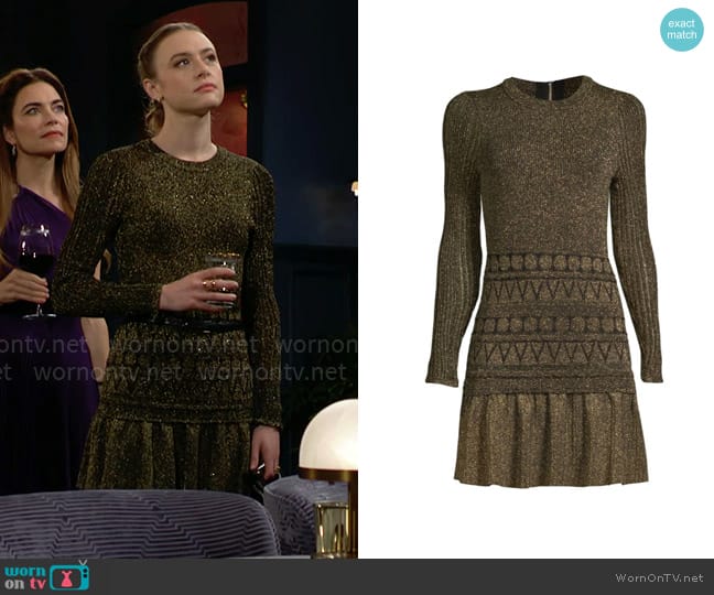 Milly Solene Metallic Ruffle Minidress worn by Claire Grace (Hayley Erin) on The Young and the Restless