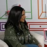 Mindy Kaling’s green embellished military jacket on Good Morning America