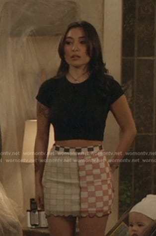 Jamie's multicolored check mini skirt on All American