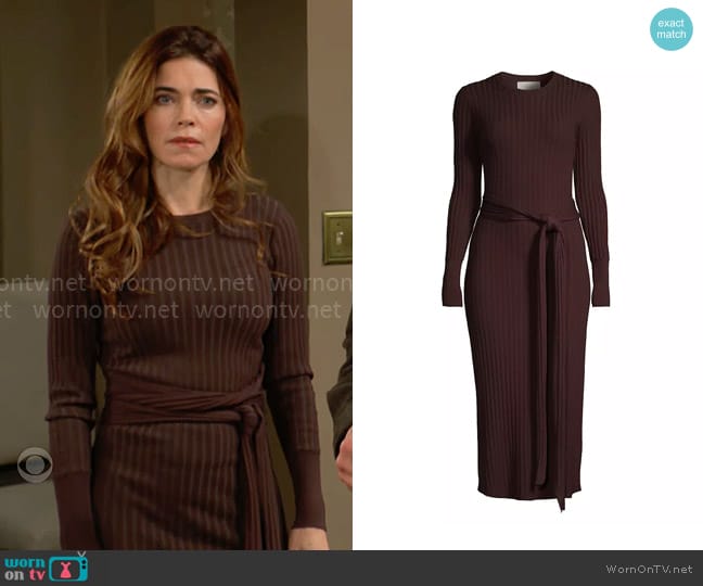 Modern Citizen Carmen Rib Knit Wrap Dress worn by Victoria Newman (Amelia Heinle) on The Young and the Restless