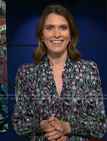 Molly’s black floral tie neck dress on Today