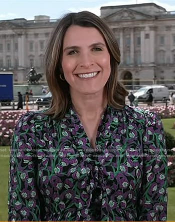 Molly's black floral tie neck dress on Today