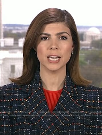 Monica Alba’s navy tweed blazer on NBC News Daily