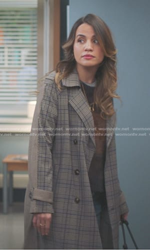 Monica Beltran’s plaid trench coat on Greys Anatomy