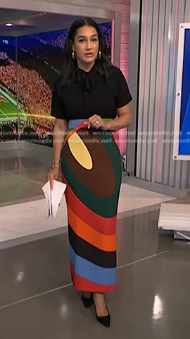 Morgan's multicolored print skirt on NBC News Daily