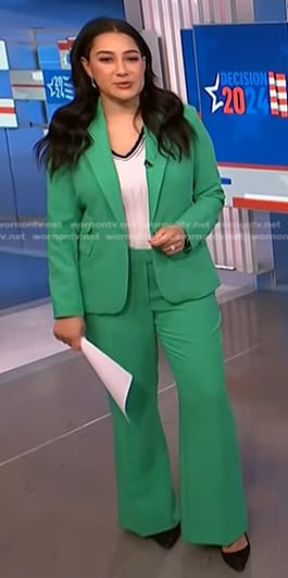 Morgan's green blazer and pants on NBC News Daily