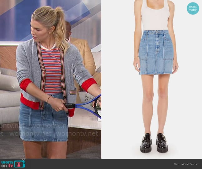 Mother The Line Up Swooner Denim Miniskirt worn by Amanda Kloots on The Talk