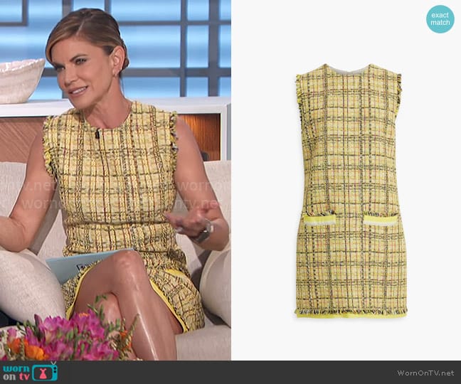 MSGM Frayed cotton-blend tweed mini dress worn by Natalie Morales on The Talk