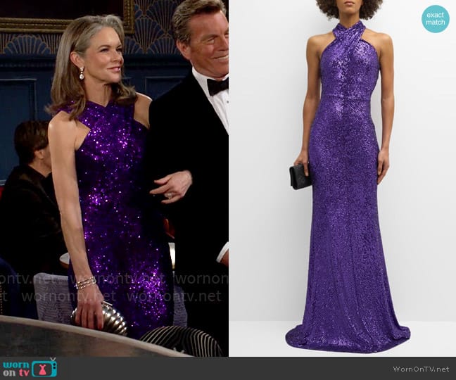 Naeem Khan Sequin Halter Gown worn by Diane Jenkins (Susan Walters) on The Young and the Restless