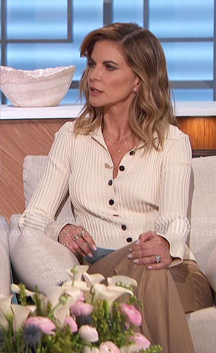 Natalie's ivory collared cardigan on The Talk