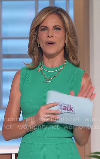 Natalie's green scalloped trim dress on The Talk