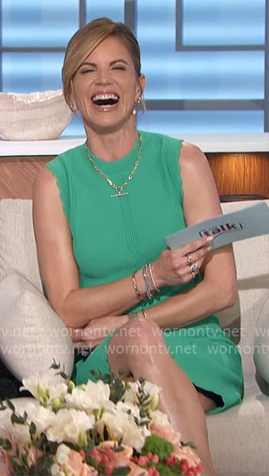 Natalie’s green scalloped trim dress on The Talk