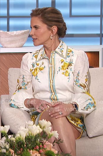 Natalie's white floral belted dress on The Talk