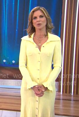 Natalie Morales' yellow button front midi dress on CBS Mornings